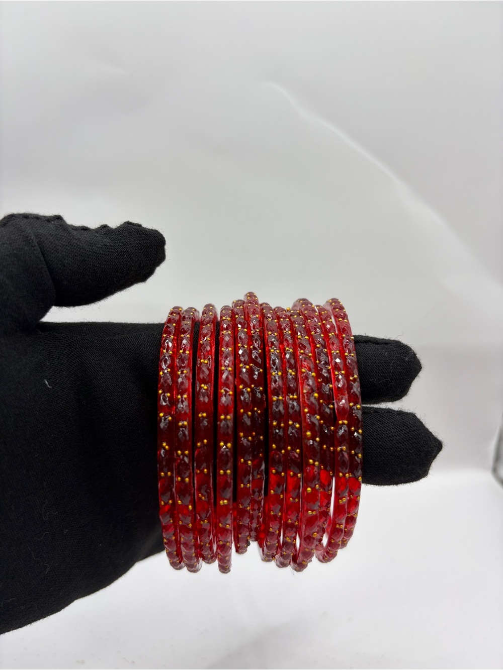 Y2K Desi Trending Kashmiri Red Glass Beaded Bangle Set for Women